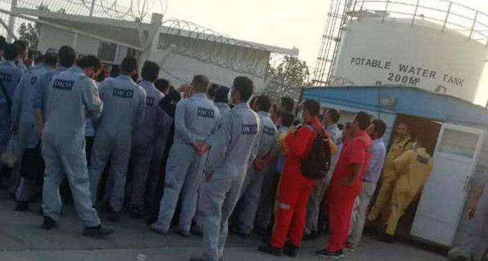 اعتصاب کارگران شرکت ایران افق در میدان نفتی یادآوران