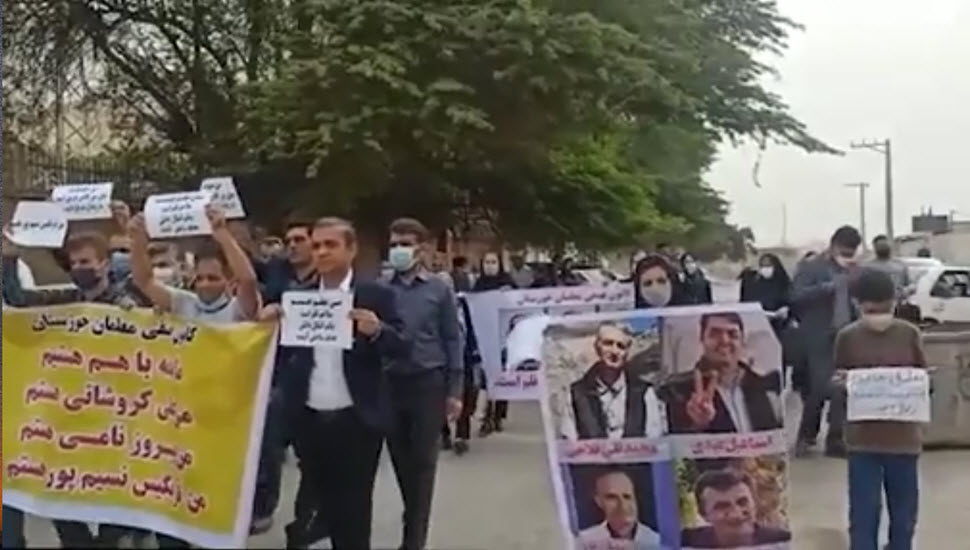 راهپیمایی و تجمع معلمان خوزستان